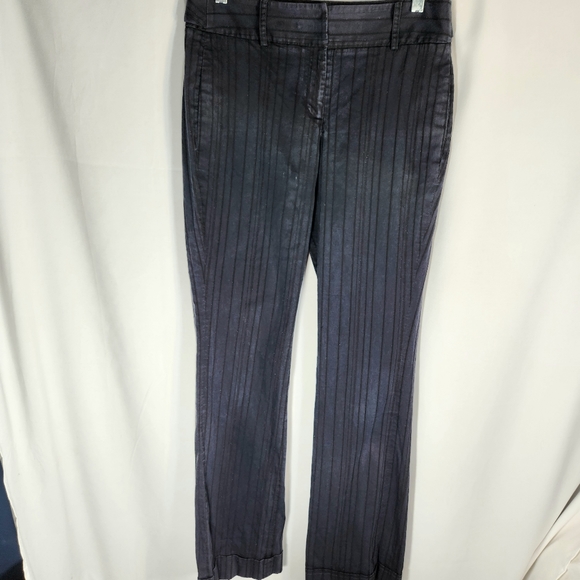 Company Ellen Tracy Navy w/ Sparkly Black Pin Stripes Cuffed Dress Pants Size 6 - Picture 2 of 9